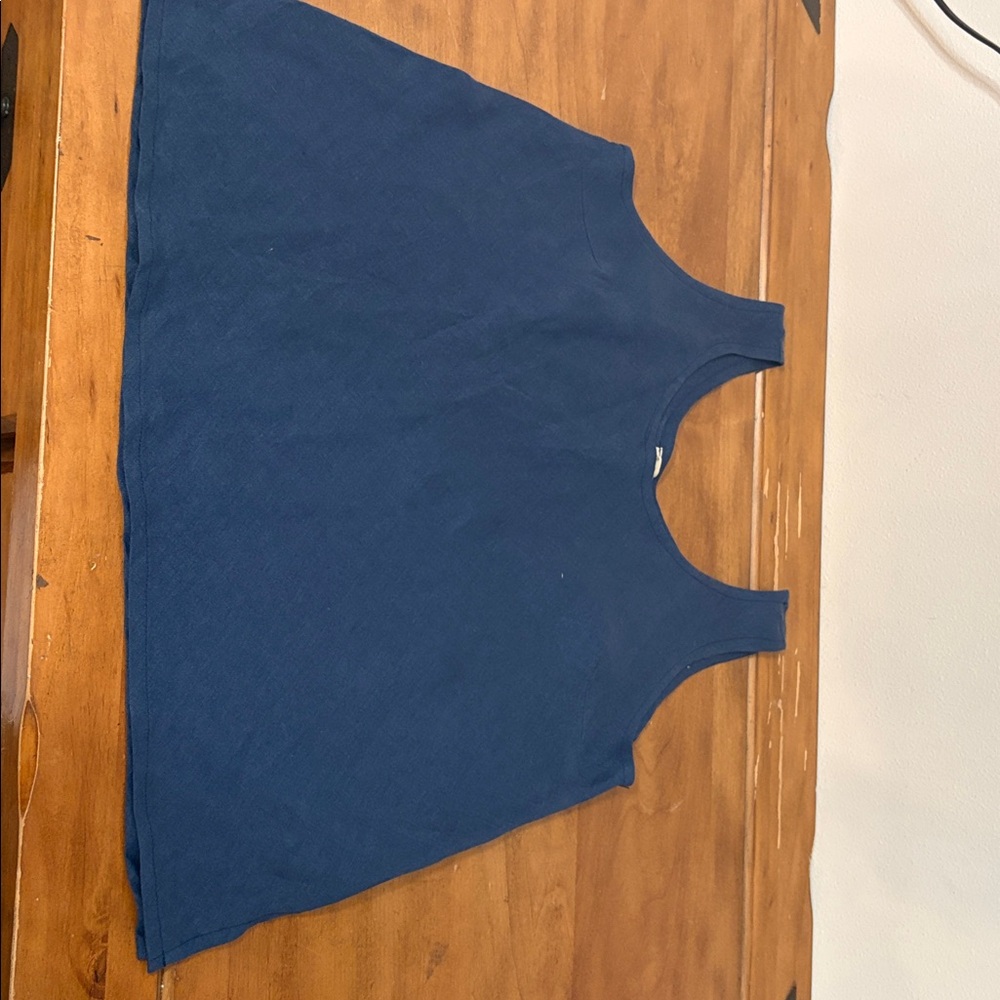 PuroLino Women's Linen Blue Tank Top Size XL - Picture 2 of 8